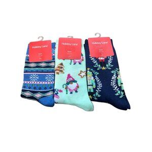 Holiday Lane Christmas Holiday Socks Set Of 3 Macy’s Festive Winter NWT